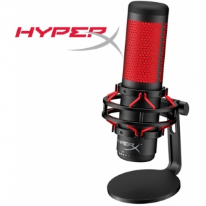 Microfono Kingston HyperX QuadCast, anti-vibracion, sensor, USB, Negro/Rojo / HYPERX