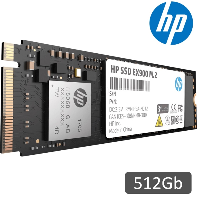 Disco Duro Solido SSD HP EX900 Pro M.2 512MB, PCIe Gen3.0 x4 NVMe 1.3 - Interno / HP