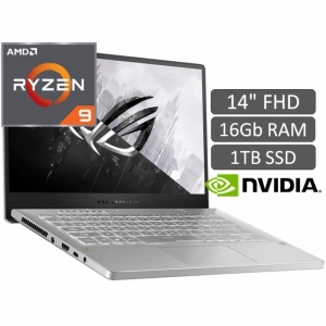 Laptop ASUS RYZEN 9 5900HS, Memoria 16Gb RAM, Disco Solido 1Tb SSD, Pantalla 14pulgadas FHD 144HZ, Video RTX3060 6Gb, W10, Color Moonlight White, Teclado en Ingles, Gamer / ASUS