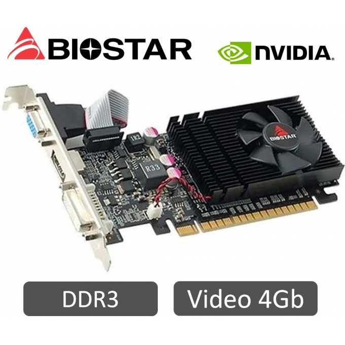 Tarjeta de Video NVIDIA BIOSTAR GT730 4GB DDR3, 128bit, 700Mhz, DVI+VGA+HDMI / BIOSTAR