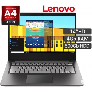 Laptop Lenovo Ideapad S145, AMD A4-9125, Memoria 4Gb RAM, Disco 500Gb HDD, Pantalla 14pulgadas HD, W10 Home / LENOVO