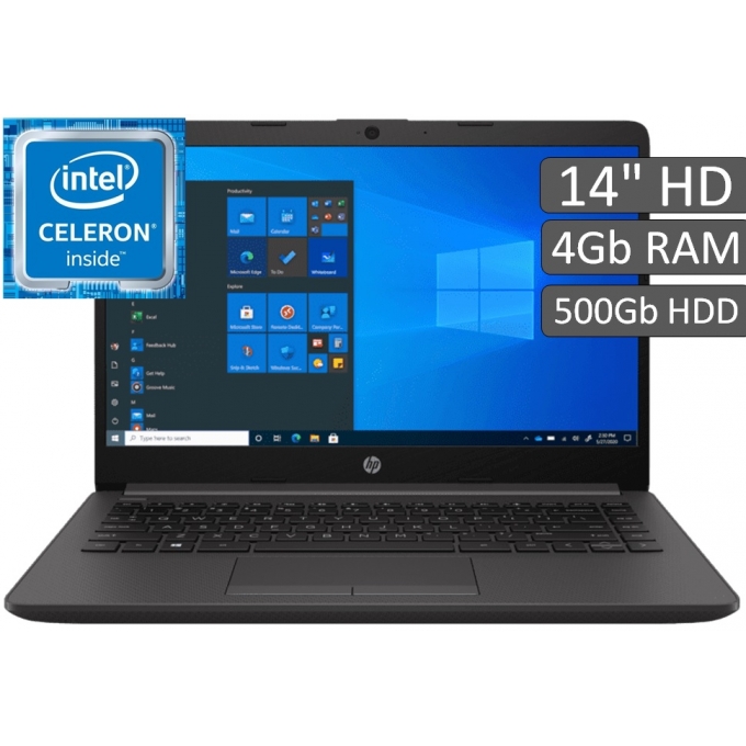 Laptop HP 240 G8, Intel Celeron N4020, Memoria 4Gb RAM, Disco 500Gb HDD, Pantalla 14pulgadas HD, Sin Sistema Operativo / HP