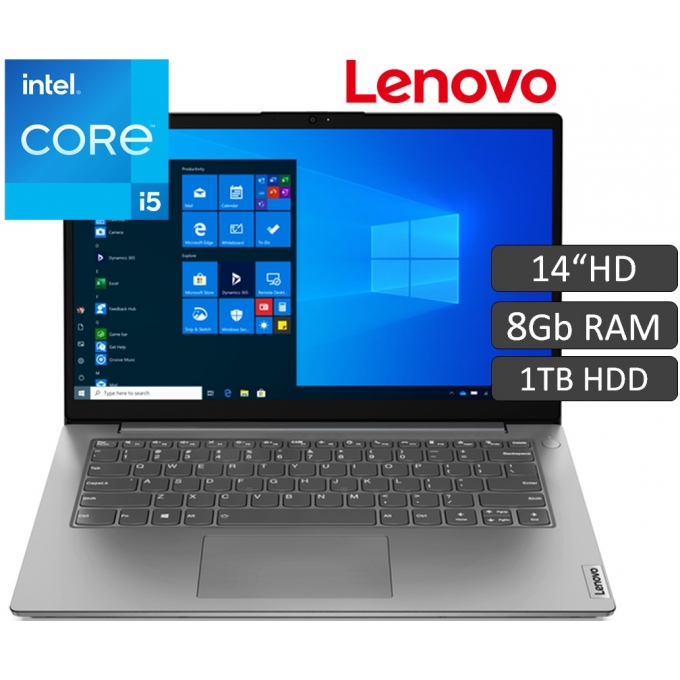 Laptop Lenovo V14 G2 ITL, i5-1135G7, Memoria 8Gb RAM, Disco 1Tb HDD, Pantalla 14pulgadas HD, Sin Sistema Operativo / LENOVO