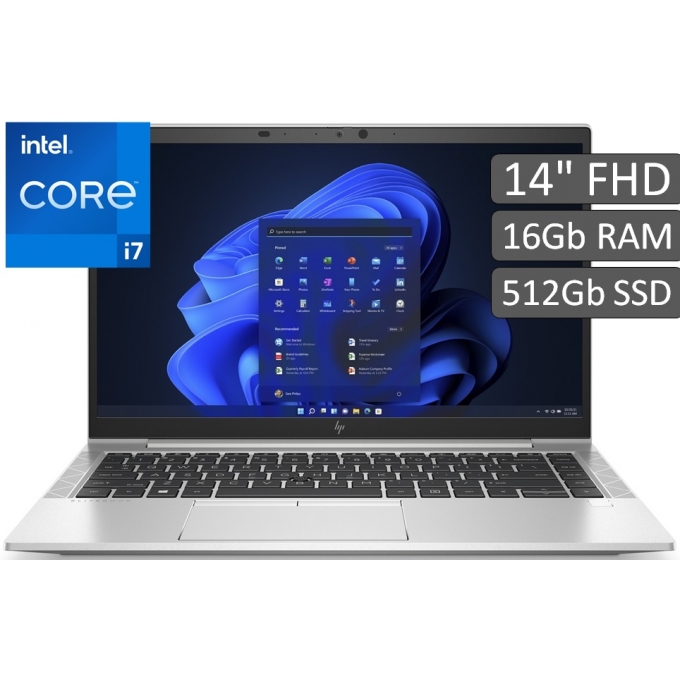 Laptop HP EliteBook 840 G8, i7-1165G7, Memoria 16Gb RAM, Disco Solido 512Gb SSD, Pantalla 14pulgadas FHD, W10 Pro / HP