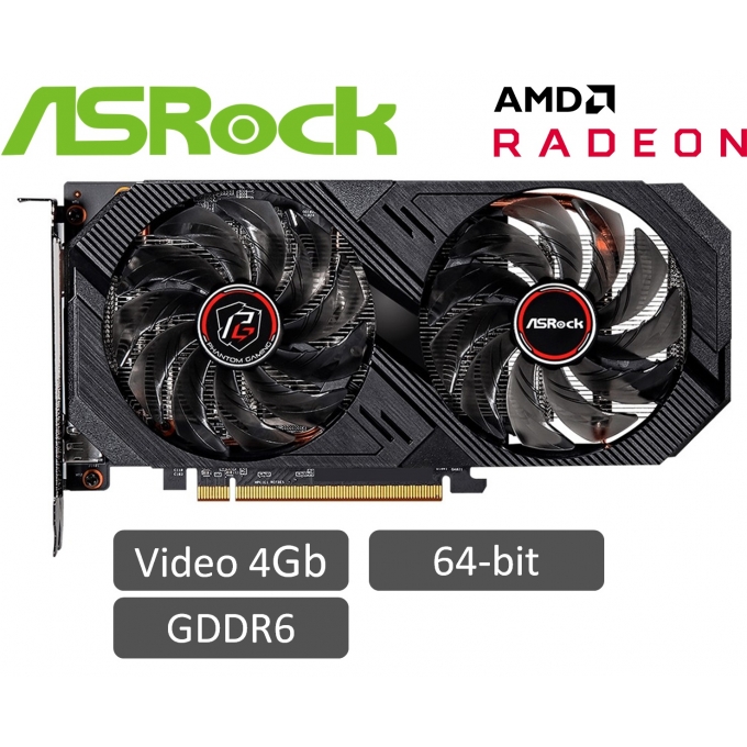 Tarjeta de Video ASRock AMD Radeon RX 6500 XT 4GB GDDR6 64bit - DisplayPort - HDMI / ASRock