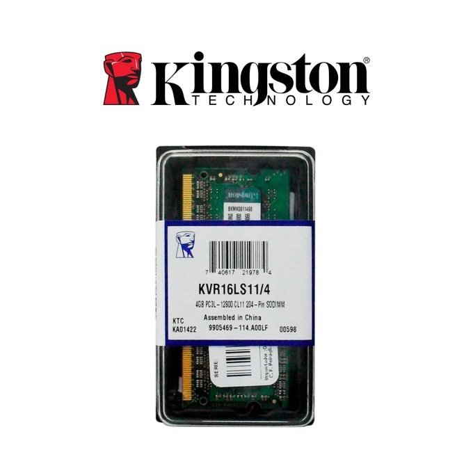 Memoria Kingston 4Gb DDR3L SODIMM 1600 MHz CL-11, 1.35V KVR16LS11D6A/4WP - Laptop / KINGSTON