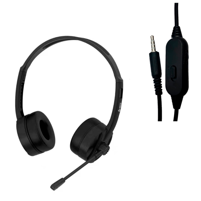 Audifono con Microfono Teros TE-8032N CONECTOR 3.5, NEGRO / TEROS