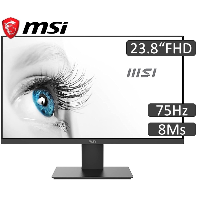 Monitor MSI PRO MP241X, 23.8pulgadas FHD 1920x1080, 75Hz, 8Ms, HDMI, VGA, Color Negro / MSI