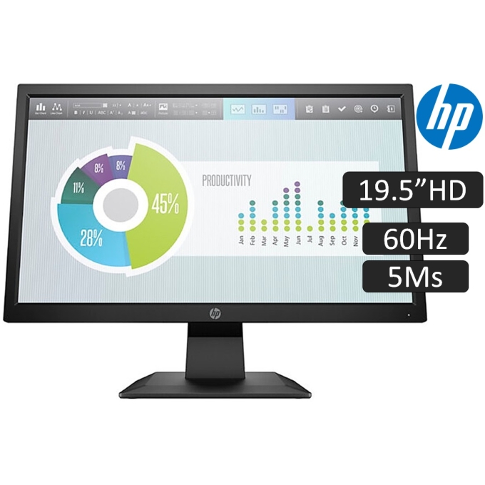 Monitor HP P204v, Pantalla 19.5pulgadas HD+1600x900 TN LED, 60Hz, 5Ms, HDMI, VGA, Pantalla Antirreflejo. / HP