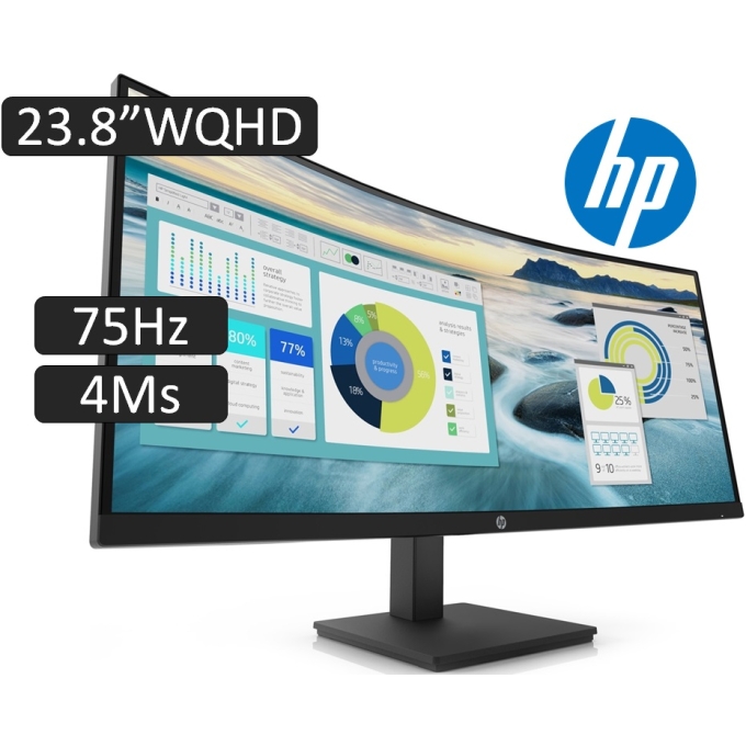 Monitor HP P34hc G4  Curvo, Pantalla 23.8pulgadas WQHD, VA USB-C  HDMI, DP, USB-A,  Color Negro. / HP