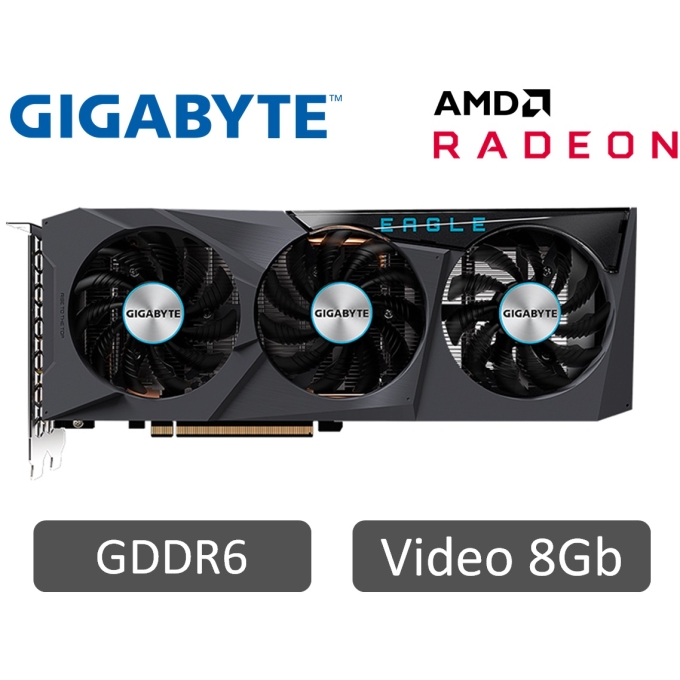 Tarjeta de Video GIGABYTE Radeon 8Gb RX6600 EAGLE GDDR6 - PCI Express / GIGABYTE