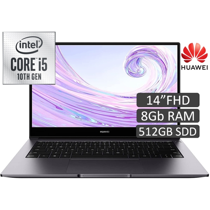 Laptop HUAWEI MateBook B3-410 (53012JET), i5-10210U, Memoria 8Gb RAM, Disco Solido 512Gb SSD, Pantalla 14pulgadas FHD 1920 X 1080, W10 Professional / HUAWEI
