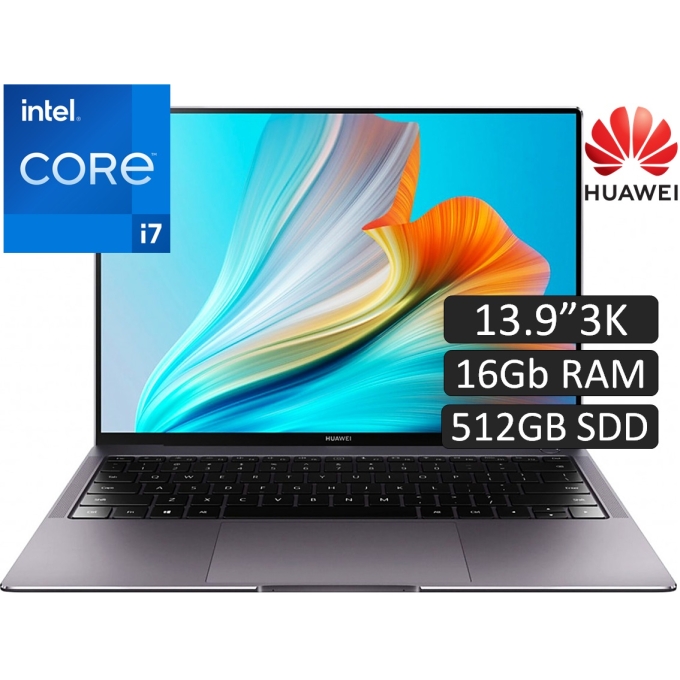 Laptop HUAWEI Matebook X Pro MACHD-WFE9A, Core i7-1165G7 2.8GHZ, Memoria 16Gb RAM, Disco Solido 512Gb SSD, Pantalla 13.9pulgadas3K (3000x2000), Win 10, Color Space Gray / HUAWEI