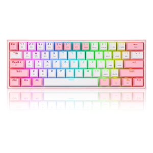 Teclado Redragon FIZZ PRO K616-RGB-WP  Inalambrico Teclado en Ingles Blanco/Rosa / REDRAGON