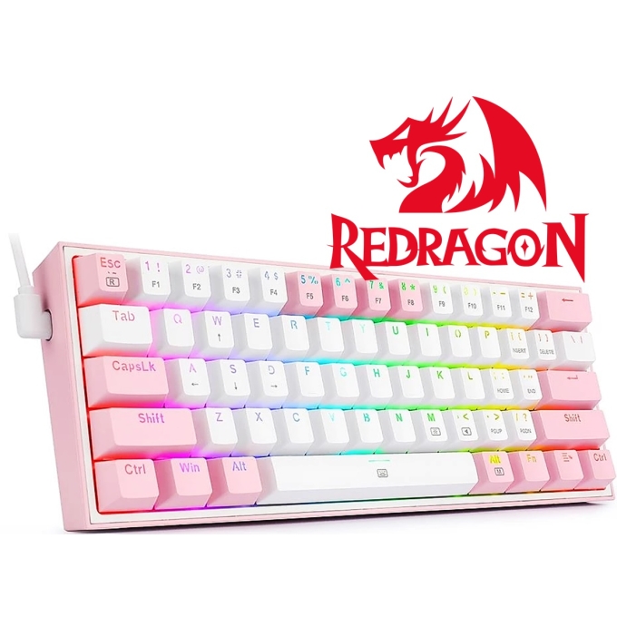 Teclado Redragon FIZZ PRO K616-RGB-WP  Inalambrico Teclado en Ingles Blanco/Rosa / REDRAGON