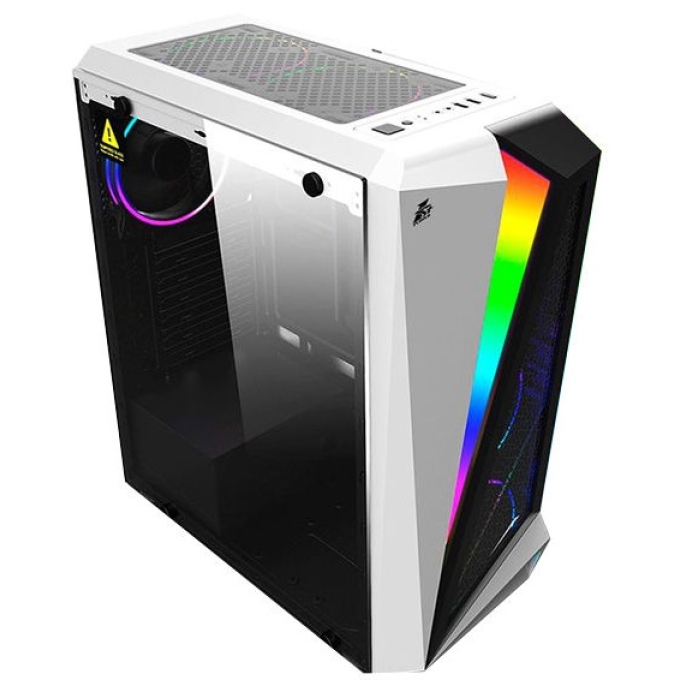 Case 1ST Player RAINBOW-R5 White S/FUENTE | Vidrio templado | 2 Cooler RGB Frontal | 1 Cooler RGB Posterior + Tira de luz FRONTAL con Selector / 1ST Player