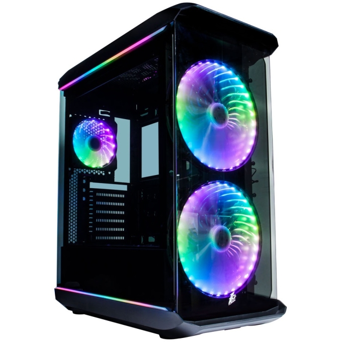 Case 1ST Player X8 S/FUENTE | Panel lateral y frontal: Vidrio templado | Panel superior: Gasa antipolvo | 2 Cooler RGB Frontal | 1 Cooler RGB Posterior + Tira Led  superior e inferior / 1ST Player