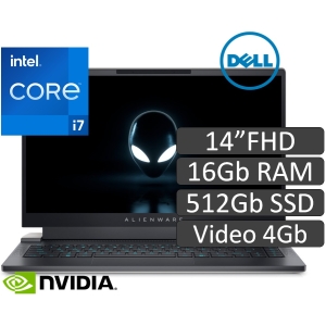 Laptop Dell Alienware X14 Gaming, i7-12700H 3.5 / 4.7GHz, Memoria 16Gb RAM, Disco Solido 512Gb SSD, Pantalla 14pulgadas FHD, Video NVIDIA 4Gb, W11 Home, Gamer, Teclado en ingles / DELL