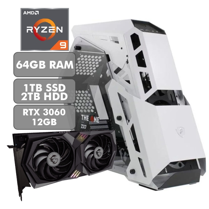 CPU ENSAMBLADO AMD RYZEN 9 5900X - 64GB RAM - DISCO 2TB HDD + 1TB SSD - 12GB VIDEO - RF LIQUIDA- W10 H / AMD