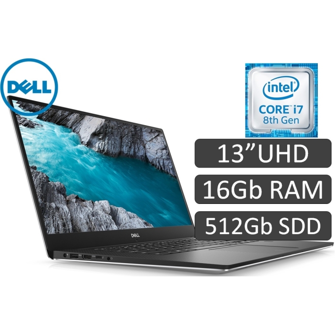 Laptop Ultrabook Dell XPS 13 9370,ICore i7-1.8GHz, Memoria 16GbRAM,Disco Solido SSD 512Gb, Pantalla LED 13.3pulgadas Ultra HD-4K, Windows 10, Teclado en ingles / DELL