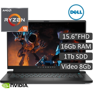 Laptop Dell Alienware M15 R5, Ryzen 9 5900HX 3.3GHz, Memoria 16Gb RAM, Disco Solido 1Tb SSD , Video Nvidia 8 Gb Pantalla 15.6pulgadas FHD 360Hz, Win11 Home, Gamer, Teclado en Ingles / DELL