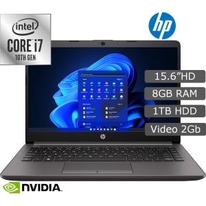 Laptop HP 250 G8,Core i7-1065G7 1.3GHz, Memoria 8Gb RAM, Disco Duro 1Tb HDD, Video 2GB Nvidia, Pantalla LED 15.6pulgadas HD, Sin Sistema Operativo / HP