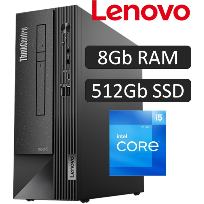 CPU Lenovo ThinkCentre NEO 50s, i5-12400, Memoria 8Gb RAM, Disco Solido 512Gb SSD, Sin Sistema Operativo,11SWS00K00 / LENOVO