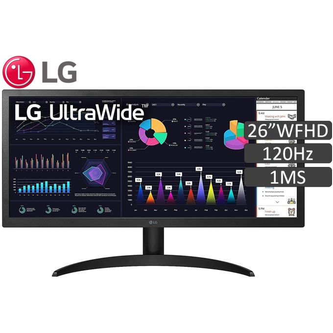 Monitor LG 26WQ500-B Ultrawide 26pulgadas WFHD 2560x1080, 120Hz, 1ms, AMD FreeSync Premium / LG