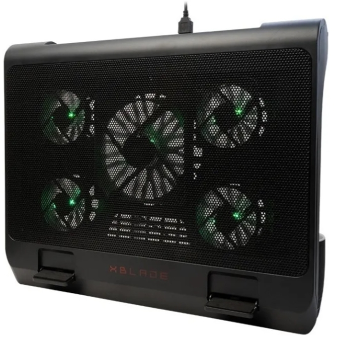 Cooler XBLADE P/Notebook GLACIUS 17pulgadas 5 FAN USB Green Light Black (GXB-H501-BK) / XBLADE