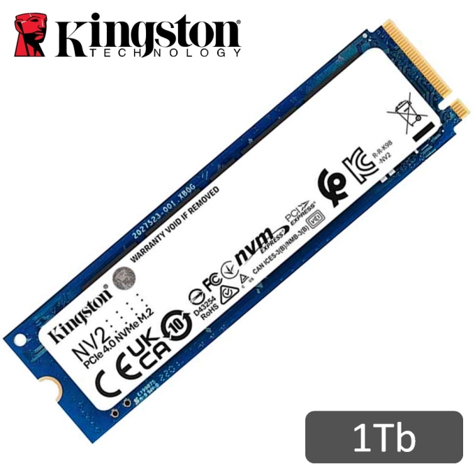 Disco Duro Solido SSD Kingston 1Tb M.2 NV2 NVMe PCIe 4.0 1000GB (SNV2S/1000G) interno / Kingston