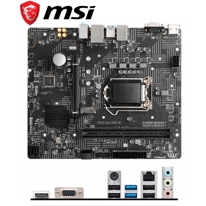 Placa madre MSI PRO H410MB, Intel H510 LGA1200, DDR4, HDMI, VGA, LAN