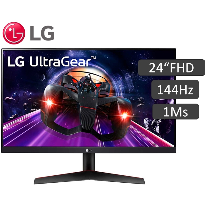Monitor LG Ultragear, Pantalla 24pulgadas (1920 X 1080) FHD IPS 144HZ, 1MS HDMI(2), DP(1), HEADPHONE OUT(1) / LG