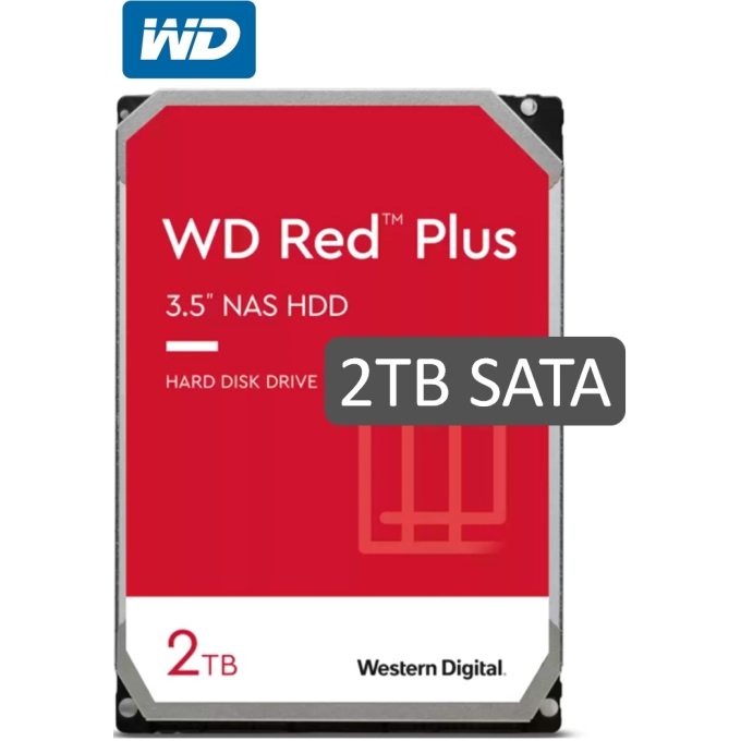 Disco Duro WESTERN DIGITAL Red Plus WD20EFZX, 2TB, SATA, 5400RPM, 3.5pulgadas, Cache 128MB / WESTERN DIGITAL