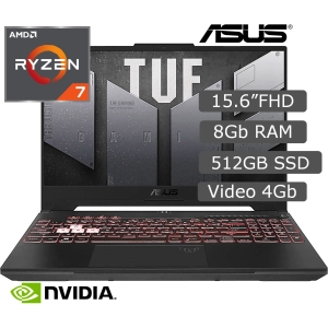 Laptop ASUS TUF GAMING A15 FA507RE-A15.R73050T, Ryzer 7 6800H 3.2GHZ, Memoria 8GB RAM, Disco Solido 512GB SSD, Pantalla 15.6pulgadasFHD (1920x1080) 144HZ, Video NVIDIA 4GB, W11, Color gray, Teclado en Ingles / ASUS