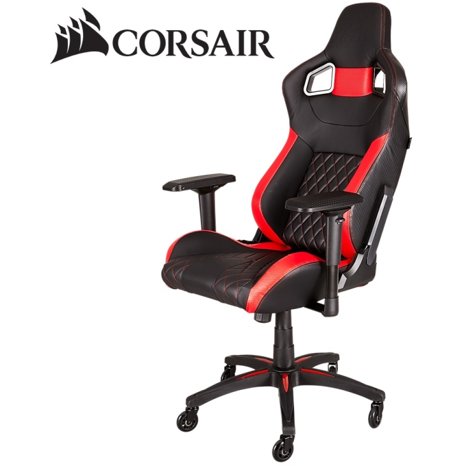 Silla Gamer Corsair T1 Race - Cuero PU, Acero - Negro, Rojo / CORSAIR