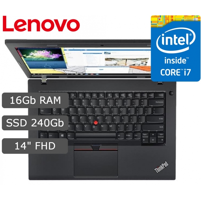 Laptop Lenovo Thinkpad L470 i7-7ma - Memoria RAM 16Gb, Disco Solido 240Gb SSD, Pantalla 14pulgadas FHD, Open Box (2DA) / LENOVO