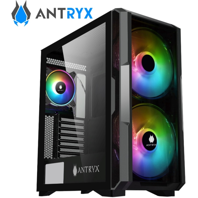 Case Antryx FX Cruiser Black Vidrio Templado, ventiladores ARGB de 20 cm incluidos en la parte delantera y DF-310 ARGB x 1 en la parte trasera (AC-FX573K) / ANTRYX