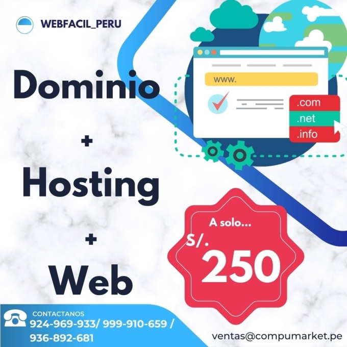 Desarrollo de Pagina Web PYME - Incluye Dominio .com y Hosting 1Gb anual / CompuMarket