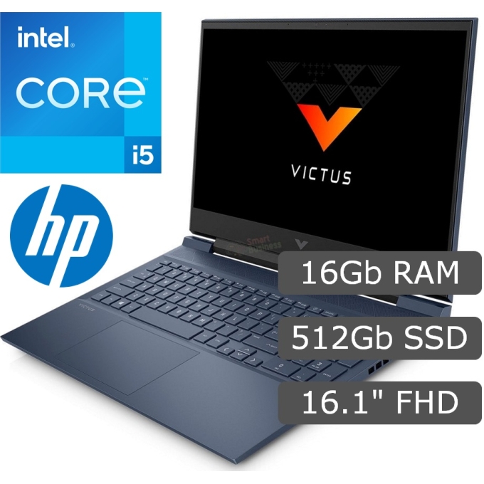 Laptop HP Victus Gaming 16-d0524la Intel i5-11260H, Memoria 16Gb RAM DDR4, Disco Solido 512GB SSD M.2, Pantalla 16.1pulgadas FHD IPS, W11 Home, Gamer / HP