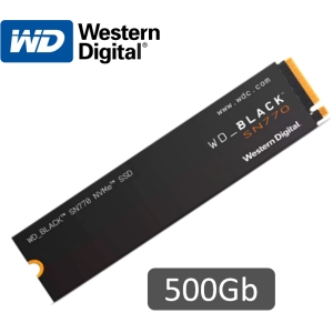 Disco Duro Solido SSD Western Digital Black 500GB SN770 NVMe, M.2 2280, PCIe Gen 4.0 x4 interno