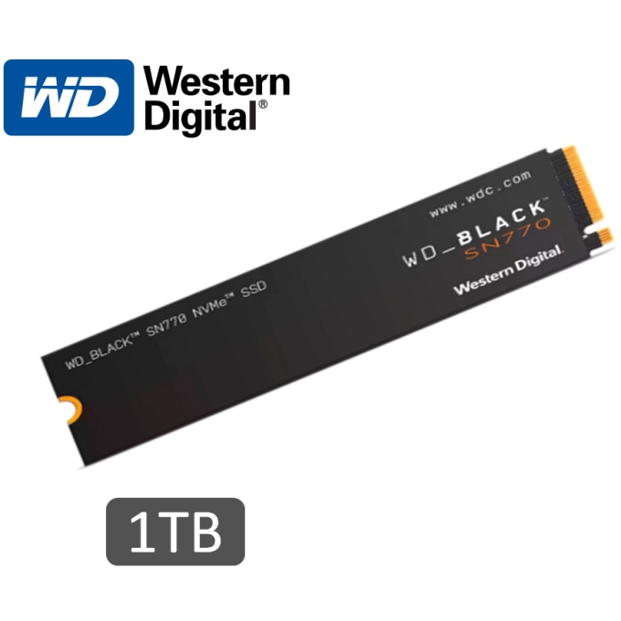 Disco Duro Solido SSD Western Digital Black 1TB SN770 NVMe, M.2 2280, PCIe Gen 4.0 x4 - interno / Western Digital