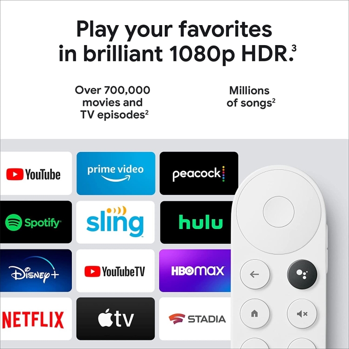 Adaptador Smart TV Google Chromecast HD con Control Remoto - Peliculas, Series y Television en vivo por Internet en 1080p HD IPTV. Accede a contenido de Netflix, Amazon, Disney y muchos otros. Similar a Amazon Fire Stick y Roku / Google