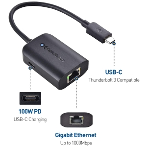 Adaptador USB-C a Red - Gigabit Ethernet de hasta 480Mbps para Chromecast, ethernet adapter