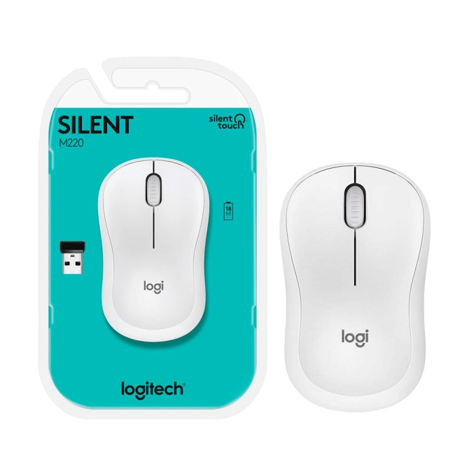 MOUSE LOGITECH M220 SILENT WIRELESS USB WHITE / LOGITECH