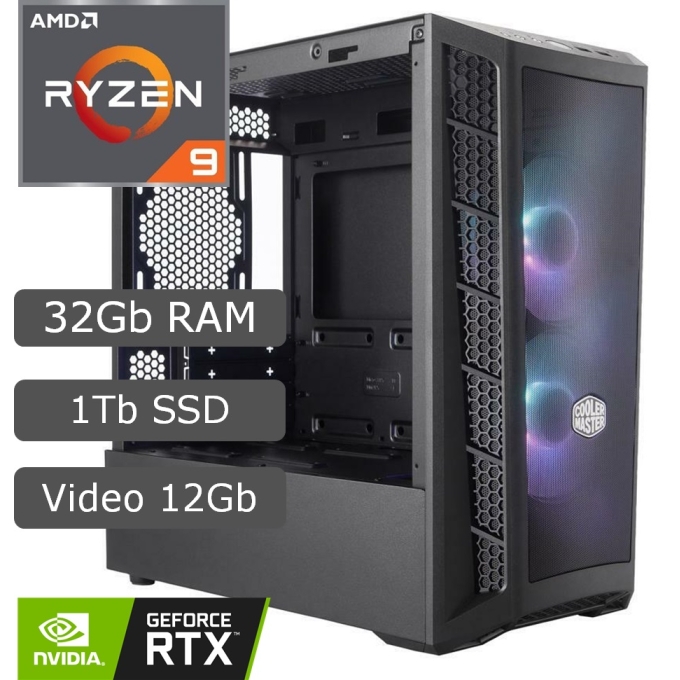 CPU Ensamblado AMD RYZEN 9 7900, Memoria RAM 32Gb, Disco Solido SSD 1Tb, Video MSI GeForce RTX 4070 Ti 12Gb, Gamer / CompuMarket