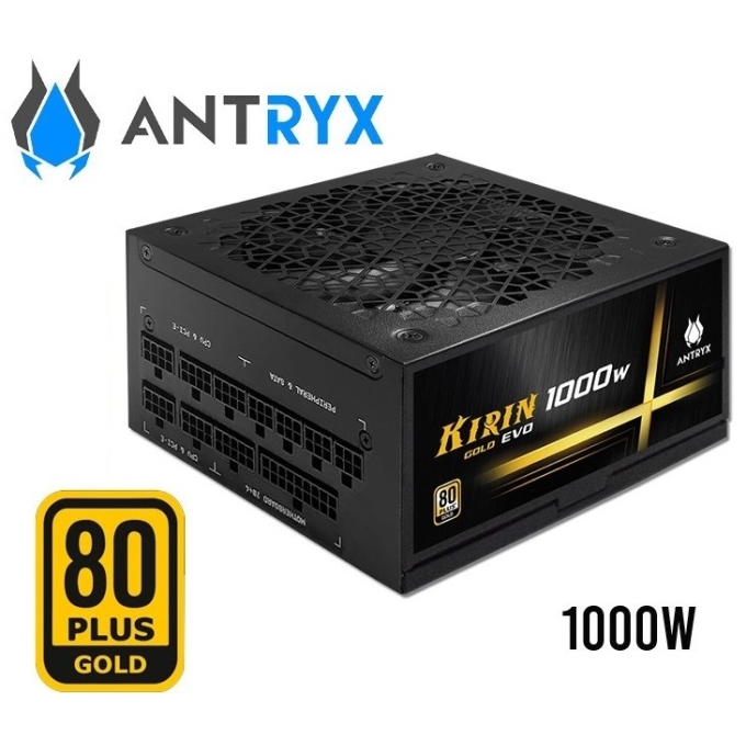 Fuente de Poder Antryx 1000W KIRIN GOLD EVO, 80 PLUS GOLD, MODULAR (CSZ1000V) / Antryx