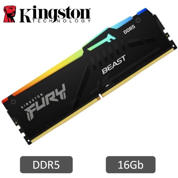 Memoria RAM Kingston 16Gb Fury Beast DDR5-5200MHz / Kingston