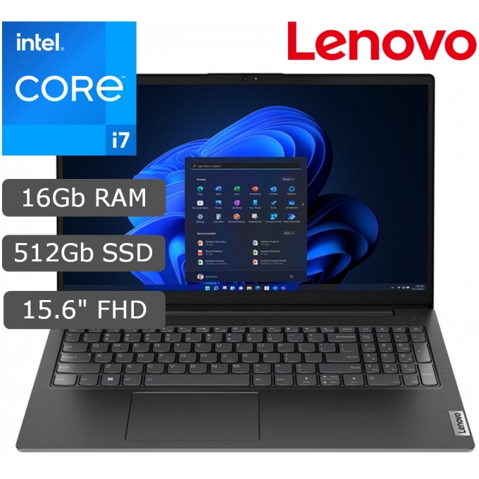 Laptop Lenovo V15 G3 IAP, Intel i7-1255U 1.70/4.70GHz, Memoria RAM 16Gb DDR4, Disco Solido 512Gb SSD M.2, Pantalla 15.6pulgadas FHD TN / LENOVO