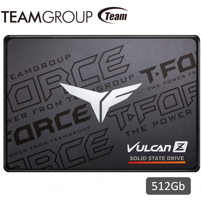 Disco Duro Solido T-FORCE VULCAN Z, 512GB, SATA 6Gb/s, 2.5pulgadas, Negro, DC +5V / TEAMGROUP