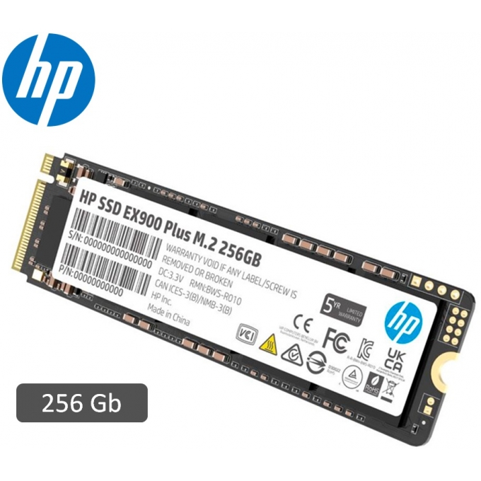 Disco Duro Solido HP EX900 PLUS, M.2 2280, 256GB, PCIe 3.0 x4, NVMe 1.3 interno / HP